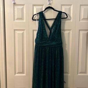Lulus Blue & Green Metallic Maxi Dress